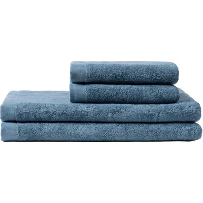 Coyuchi Classic Organic Cotton Minimalist Bath Mat In Blue
