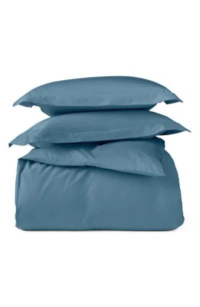 Coyuchi Classic Organic Cotton Sateen Duvet & Sham Set In Blue