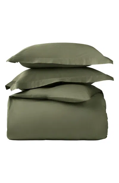 Coyuchi Classic Organic Cotton Sateen Duvet & Sham Set In Green