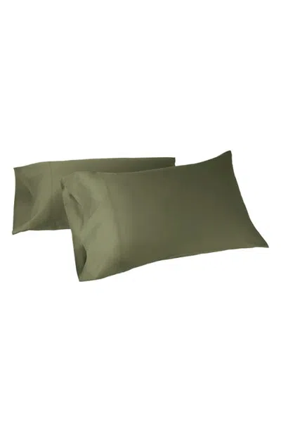 Coyuchi Classic Organic Cotton Sateen Pillowcases In Green