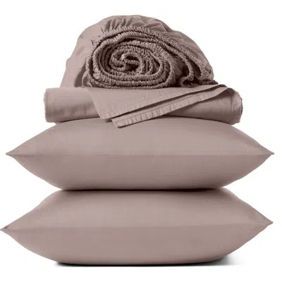 Coyuchi Classic Organic Cotton Sateen Sheet Set In Brown