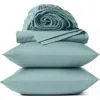 Coyuchi Cloud Soft 320 Thread Count Organic Cotton Sateen Sheet Set In Blue