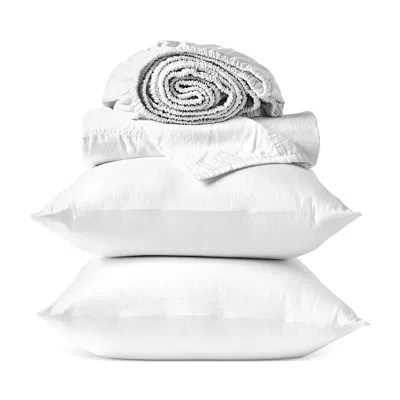 Coyuchi Cloud Soft 4 Piece Sateen Sheet Set, King In White