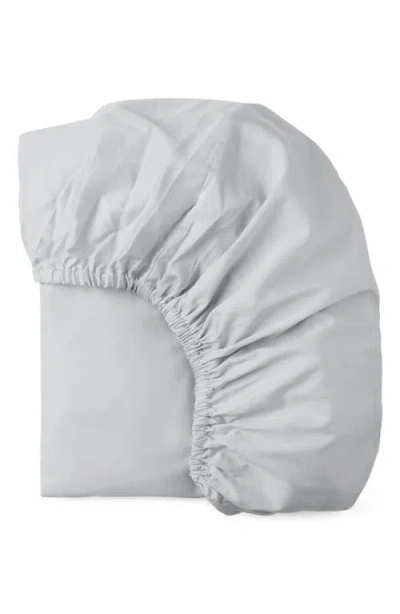 Coyuchi Cloud Soft Organic Cotton Sateen Fitted Sheet In Gray