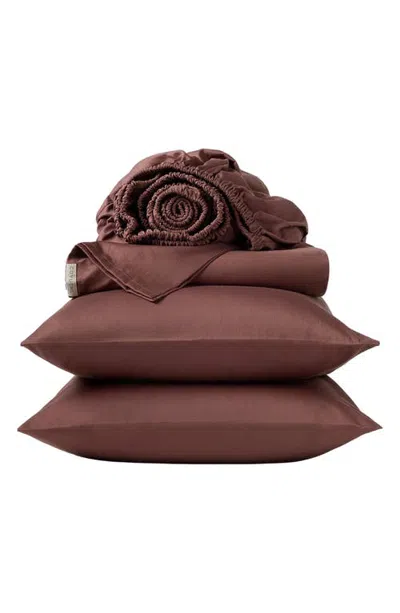 Coyuchi Cloud Soft Organic Cotton Sateen Sheet Set In Brown