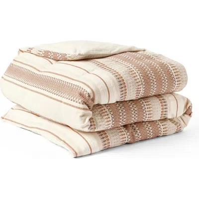 Coyuchi Coast Organic Cotton Duvet Cover In Undyed W/redwood