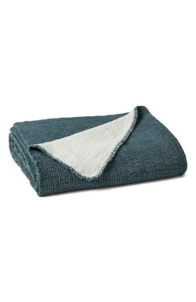 Coyuchi Cozy Organic Cotton Throw Blanket In Blue