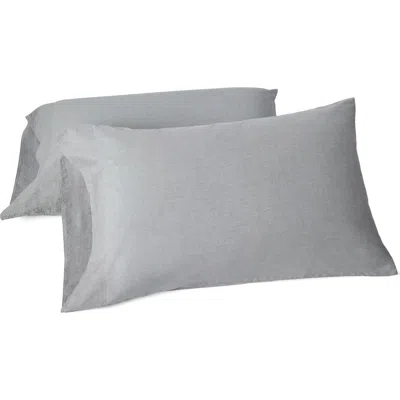 Coyuchi Crinkled Organic Cotton Percale Pillowcases In Gray