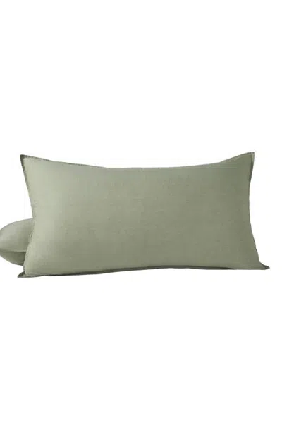 Coyuchi Crinkled Organic Cotton Percale Sham In Green