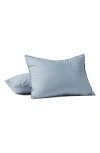 Coyuchi Crinkled Organic Cotton Percale Sham In Steel Blue