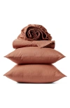 Coyuchi Crinkled Organic Cotton Percale Sheet Set In Hazel W/sedona