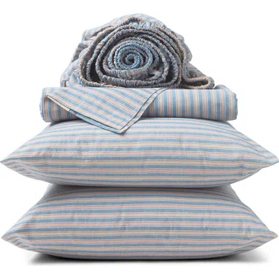 Coyuchi Crinkled Organic Percale™ Sheet Set In Blue