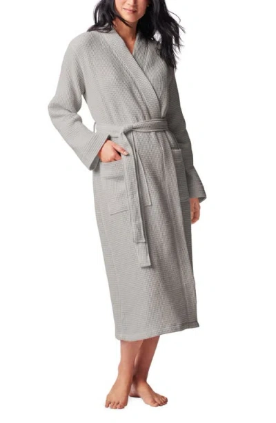 Coyuchi Gender Inclusive Organic Cotton Waffle Texture Robe In Gray