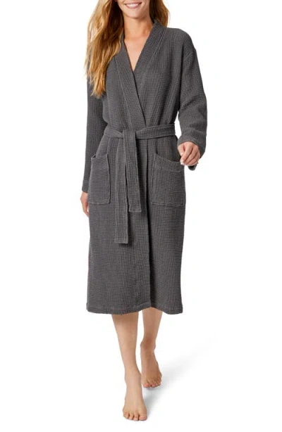 Coyuchi Gender Inclusive Organic Cotton Waffle Texture Robe In Gray