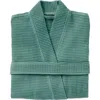 Coyuchi Gender Inclusive Waffle Weave Organic Cotton Robe In Green