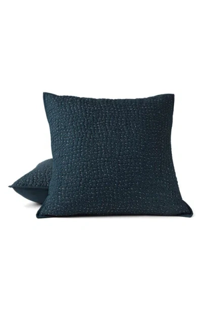 Coyuchi Hand Stitched Organic Cotton Euro Sham In Blue