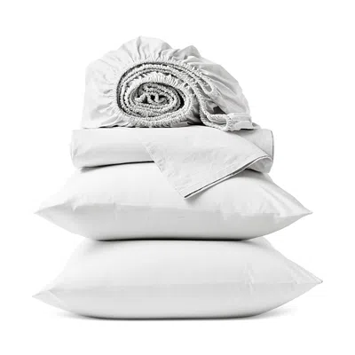 Coyuchi Heritage 4 Piece Percale Sheet Set, California King In White