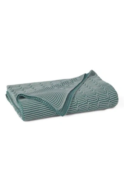 Coyuchi Ivy Organic Cotton Knit Throw Blanket In Green
