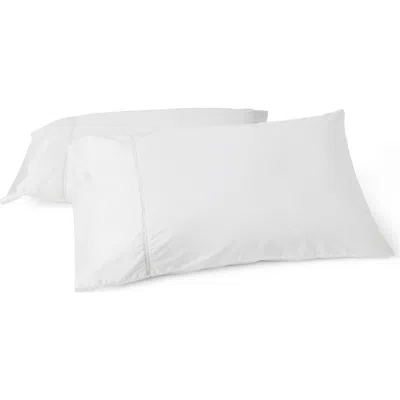 Coyuchi Lattice Organic Cotton Percale Pillowcases In White