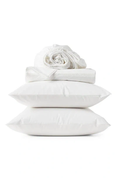 Coyuchi Lattice Organic Cotton Percale Sheet Set In White