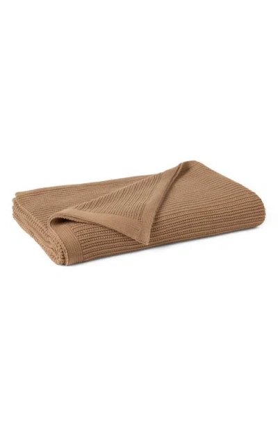 Coyuchi Linea Organic Cotton Knit Throw Blanket In Brown