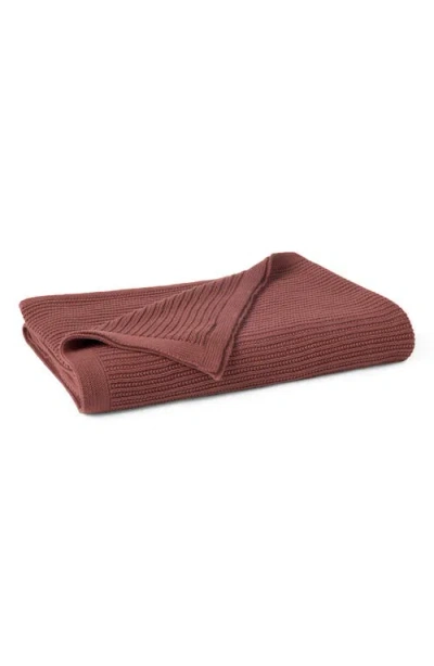Coyuchi Linea Organic Cotton Knit Throw Blanket In Burgundy