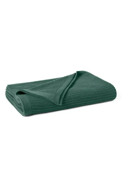 Coyuchi Linea Organic Cotton Knit Throw Blanket In Green