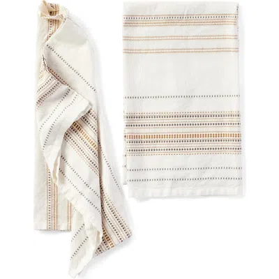 Coyuchi Lobos Set Of 2 Organic Cotton Hand Towels In Soft White W/hazel