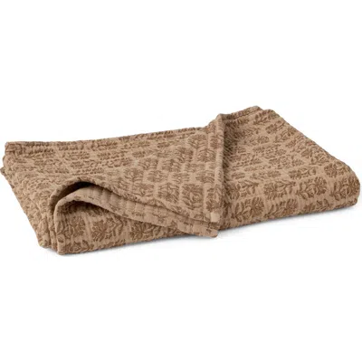 Coyuchi Mirada Organic Cotton Matelassé Throw Blanket In Brown