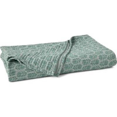 Coyuchi Mirada Organic Cotton Matelassé Throw Blanket In Green