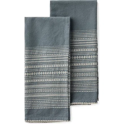 Coyuchi Oak 2-pack Organic Cotton Hand Towels In Blue