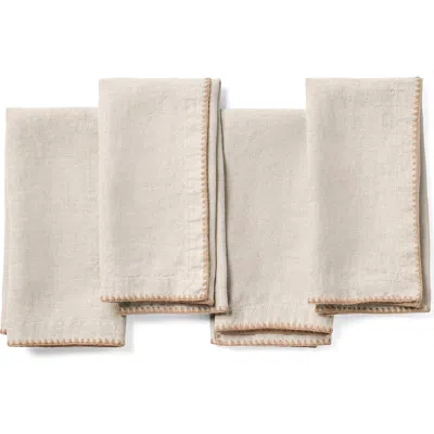 Coyuchi Olivos Set Of 4 Organic Linen Napkins In Neutral