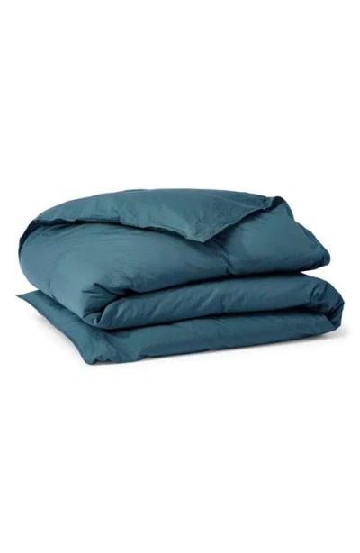 Coyuchi Organic Cotton Crinkled Percale™ Duvet Cover In Blue