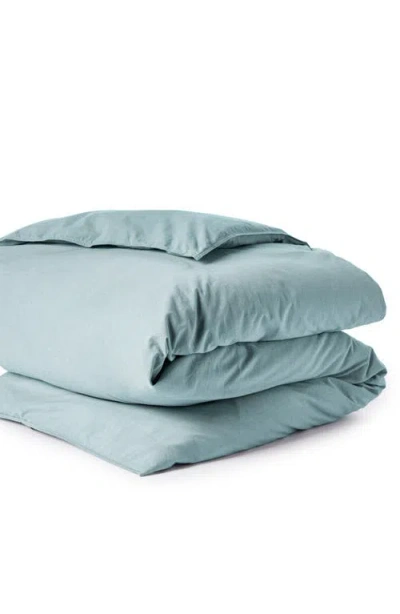 Coyuchi Organic Crinkled Percale Duvet Cover In Surf Chambray