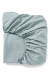 Coyuchi Organic Cotton Crinkled Percale Fitted Sheet In Surf Chambray