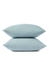 Coyuchi Organic Cotton Crinkled Percale Set Of 2 Pillowcases In Surf Chambray