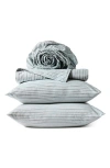 Coyuchi Organic Cotton Crinkled Percale Sheet Set In Sage W/ Gulf