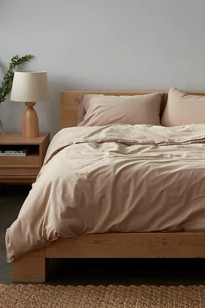 Coyuchi Organic Crinkled Percale Duvet Cover In Brown