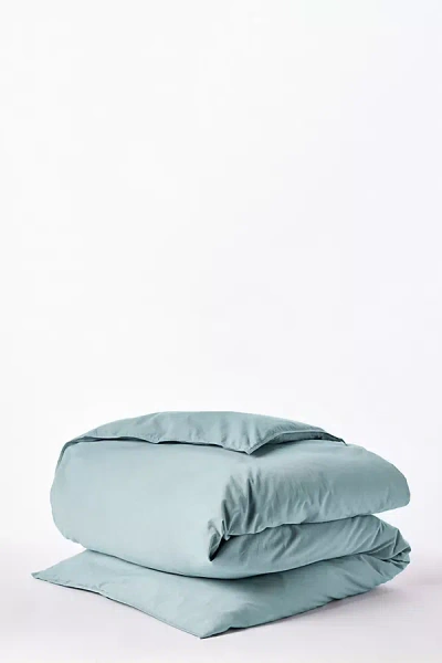 Coyuchi Organic Crinkled Percale Duvet Cover In Blue