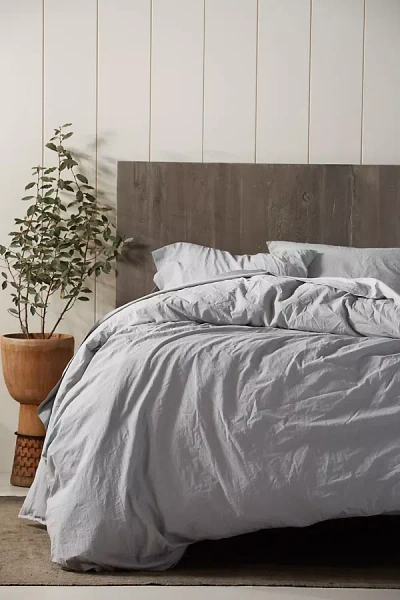 Coyuchi Organic Crinkled Percale Duvet Cover In Gray