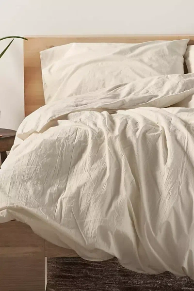 Coyuchi Organic Crinkled Percale Duvet Cover In Neutral