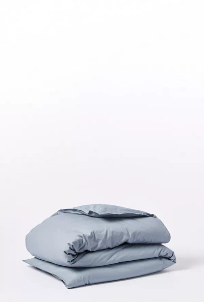 Coyuchi Organic Crinkled Percale Duvet Cover In Blue