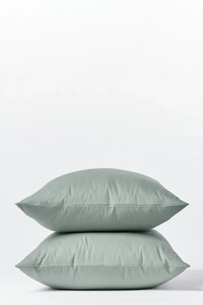 Coyuchi Organic Crinkled Percale Pillowcase Set Of 2 In Green