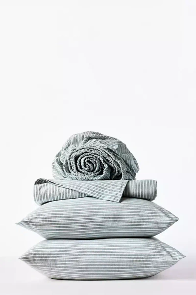 Coyuchi Organic Crinkled Percale Sheet Set In Gray
