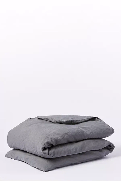 Coyuchi Organic Linen Chambray Duvet Cover In Gray