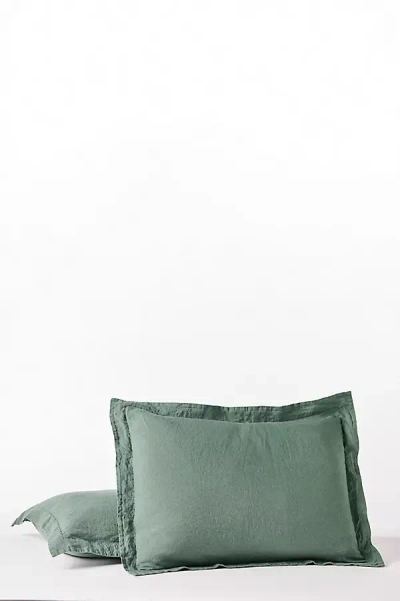 Coyuchi Organic Linen Chambray Sham In Green