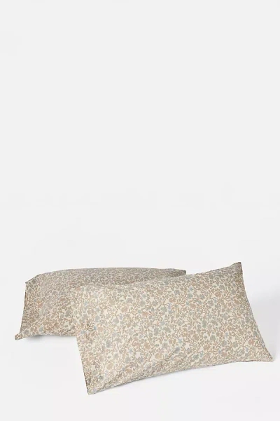 Coyuchi Organic Print Percale Pillowcase Set In Brown