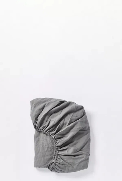 Coyuchi Organic Relaxed Linen Fitted Sheet In Gray