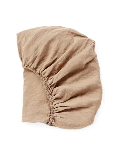 Coyuchi Organic Relaxed Linen Fitted Sheet In Doe