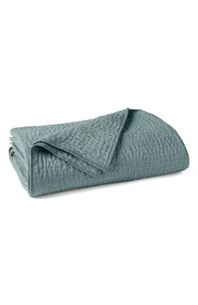 Coyuchi Pebbled Handstitched Organic Cotton Quilt In Green